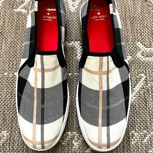 Kate Spade for Keds Womens plaid slip on sneakers, Woman’s size 10